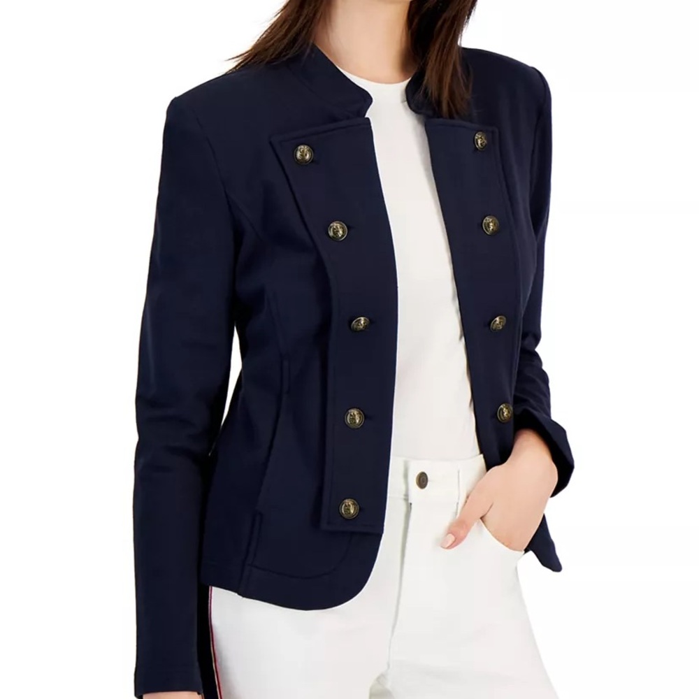 Tommy Hilfiger military-inspired band jacket in a navy blue - Picture 1 of 9